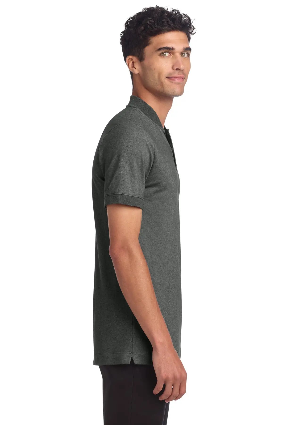Mercer + mettle Mm1008 Stretch Pique Henley - Anchor Gray Heather