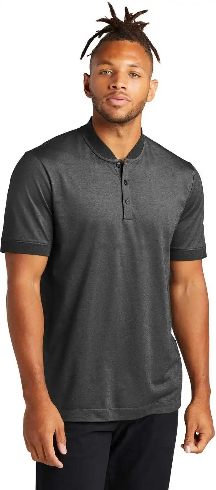 Mercer + mettle Mm1008 Stretch Pique Henley - Anchor Grey Heather