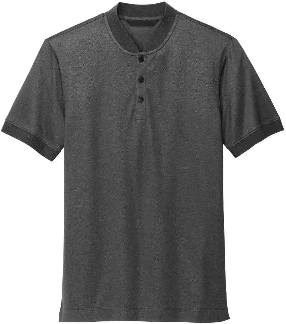 Mercer + mettle Mm1008 Stretch Pique Henley - Anchor Grey Heather