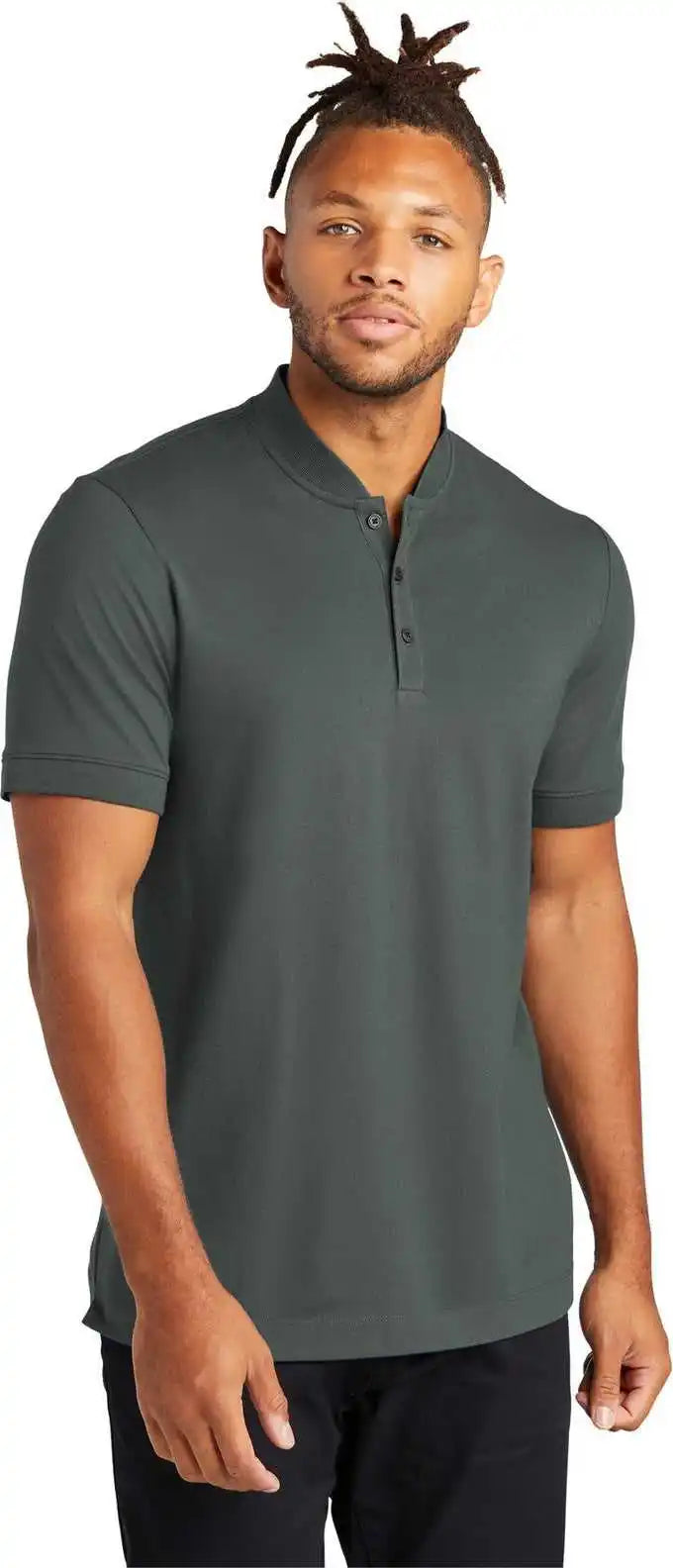 Mercer + mettle Mm1008 Stretch Pique Henley - Anchor Grey