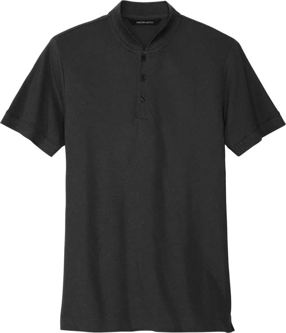 Mercer + mettle Mm1008 Stretch Pique Henley - Deep Black