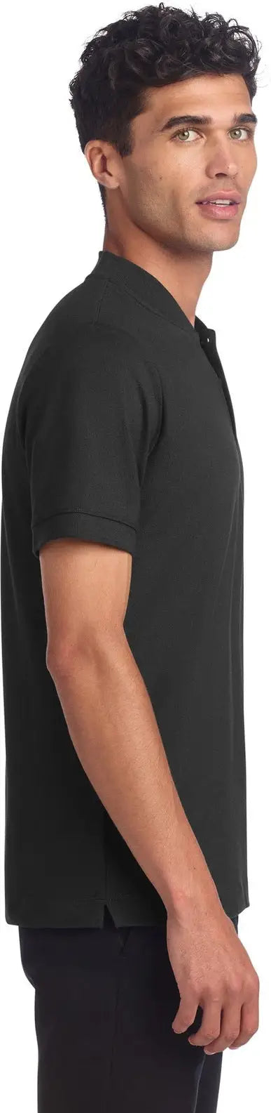 Mercer + mettle Mm1008 Stretch Pique Henley - Deep Black