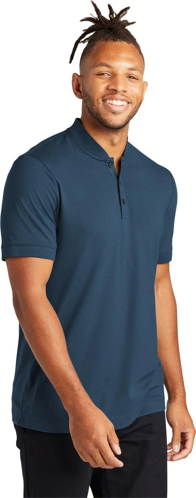 Mercer + mettle Mm1008 Stretch Pique Henley - Insignia Blue