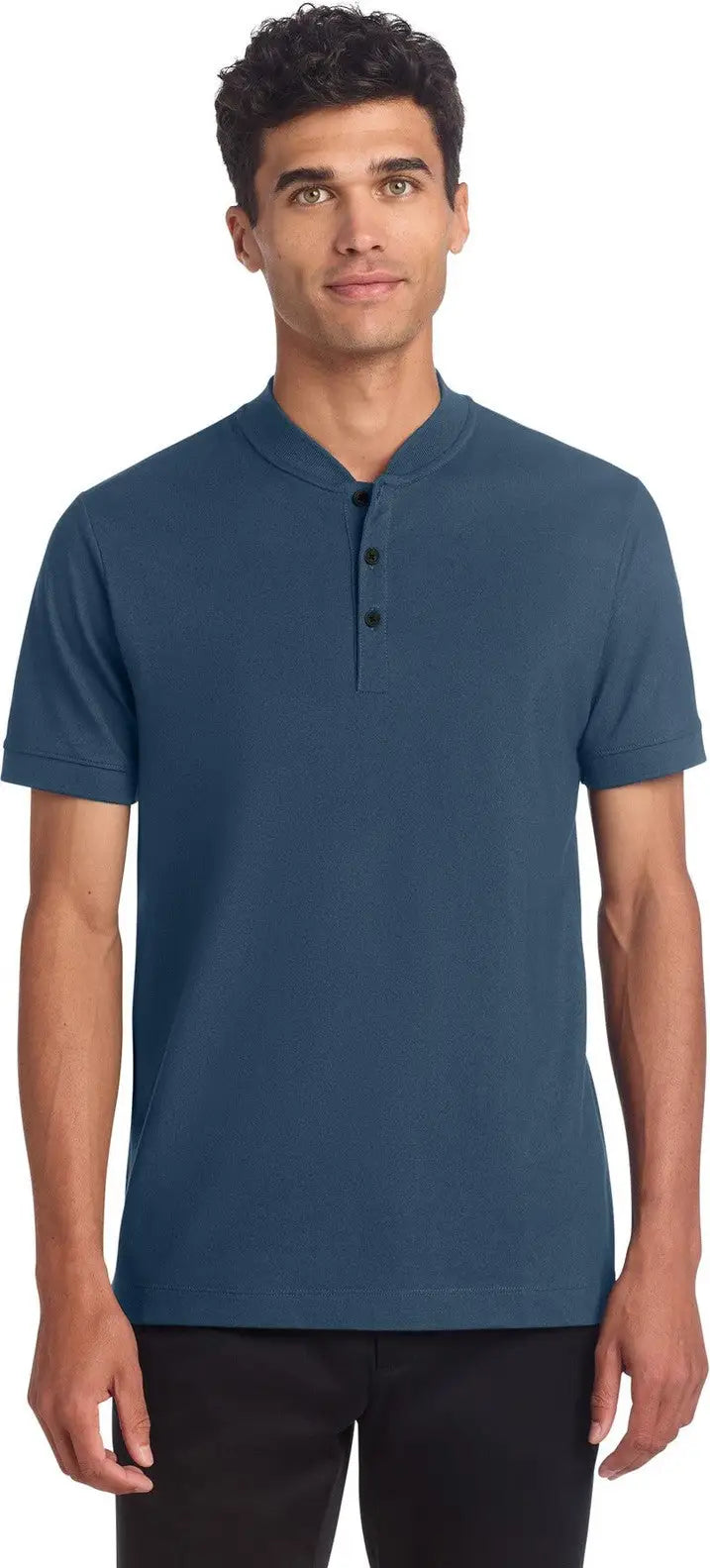 Mercer + mettle Mm1008 Stretch Pique Henley - Insignia Blue