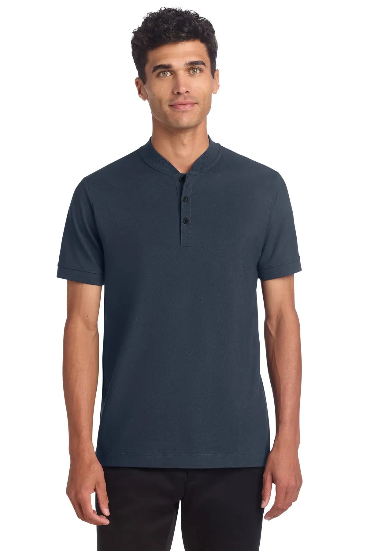Mercer + mettle Mm1008 Stretch Pique Henley - Night Navy - Adult Xs
