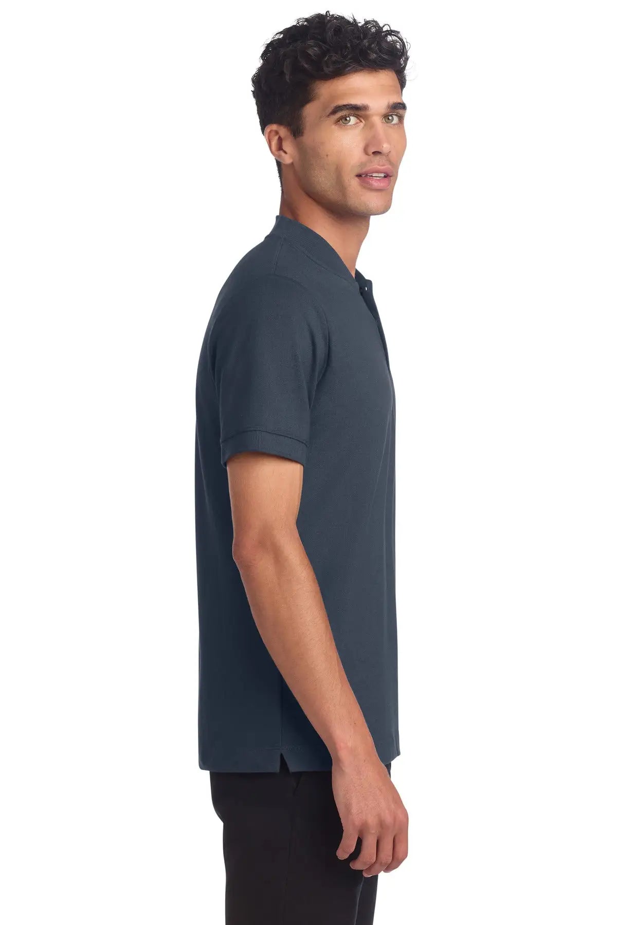 Mercer + mettle Mm1008 Stretch Pique Henley - Night Navy