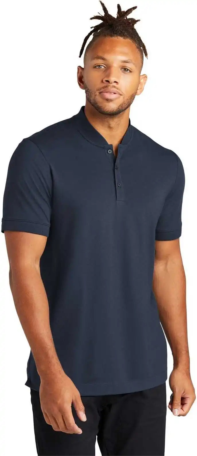 Mercer + mettle Mm1008 Stretch Pique Henley - Night Navy