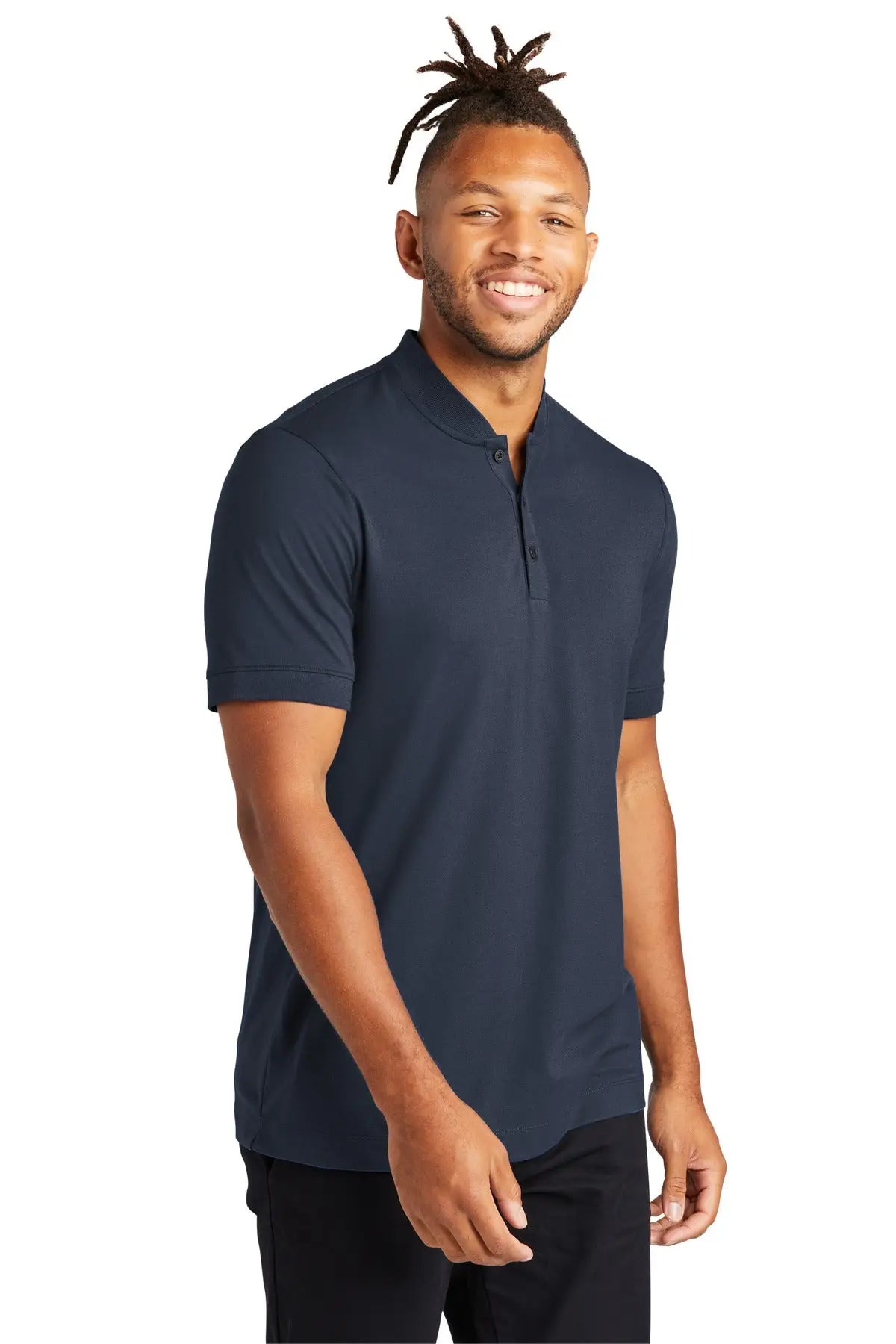 Mercer + mettle Mm1008 Stretch Pique Henley - Night Navy