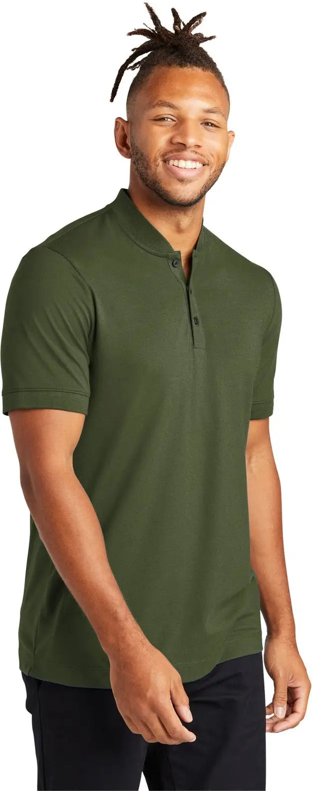 Mercer + mettle Mm1008 Stretch Pique Henley - Townsend Green
