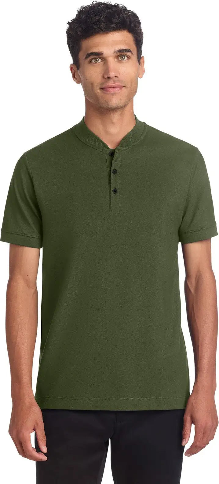 Mercer + mettle Mm1008 Stretch Pique Henley - Townsend Green