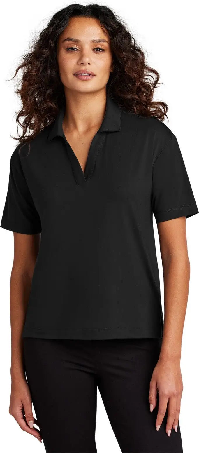 Mercer + mettle Mm1015 Women’s Stretch Jersey Polo - Deep Black - Ladies Xs
