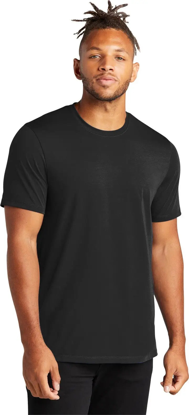 Mercer + mettle Mm1016 Stretch Jersey Crew Tee - Deep Black - Adult Xs