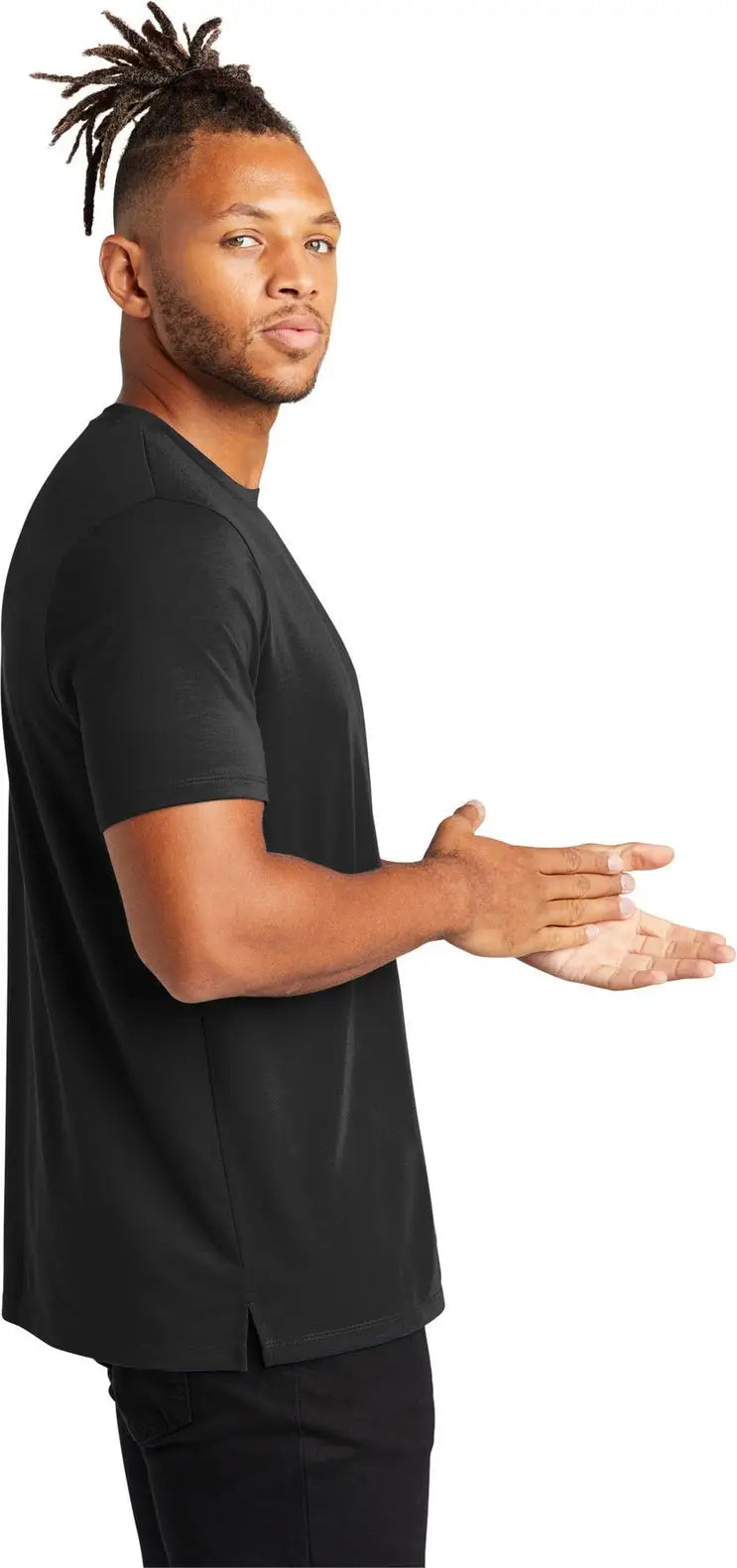Mercer + mettle Mm1016 Stretch Jersey Crew Tee - Deep Black