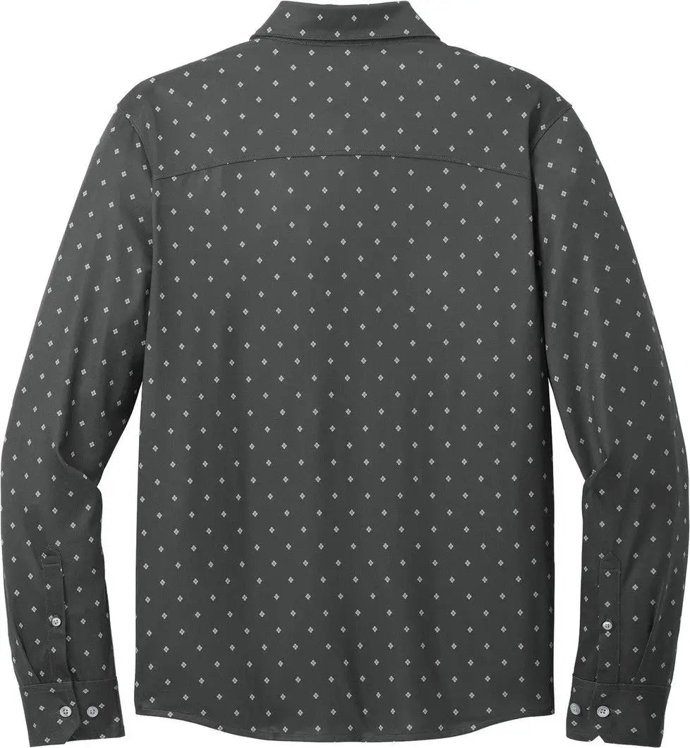 Mercer + mettle Mm1018 Stretch Jersey Long Sleeve Shirt - Anchor Gray Geo Diamond - Adult Xs
