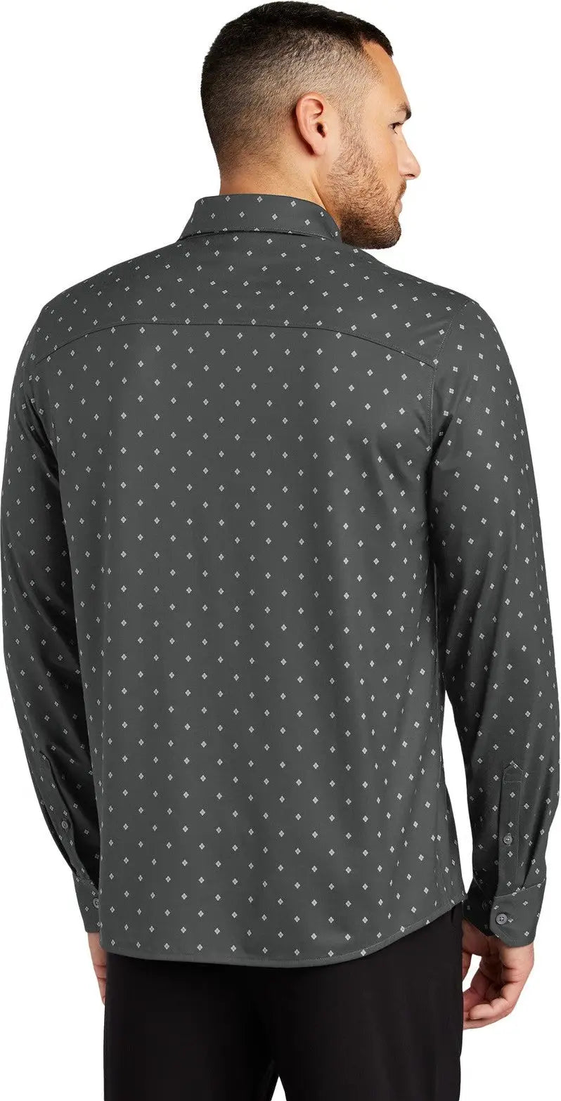 Mercer + mettle Mm1018 Stretch Jersey Long Sleeve Shirt - Anchor Gray Geo Diamond