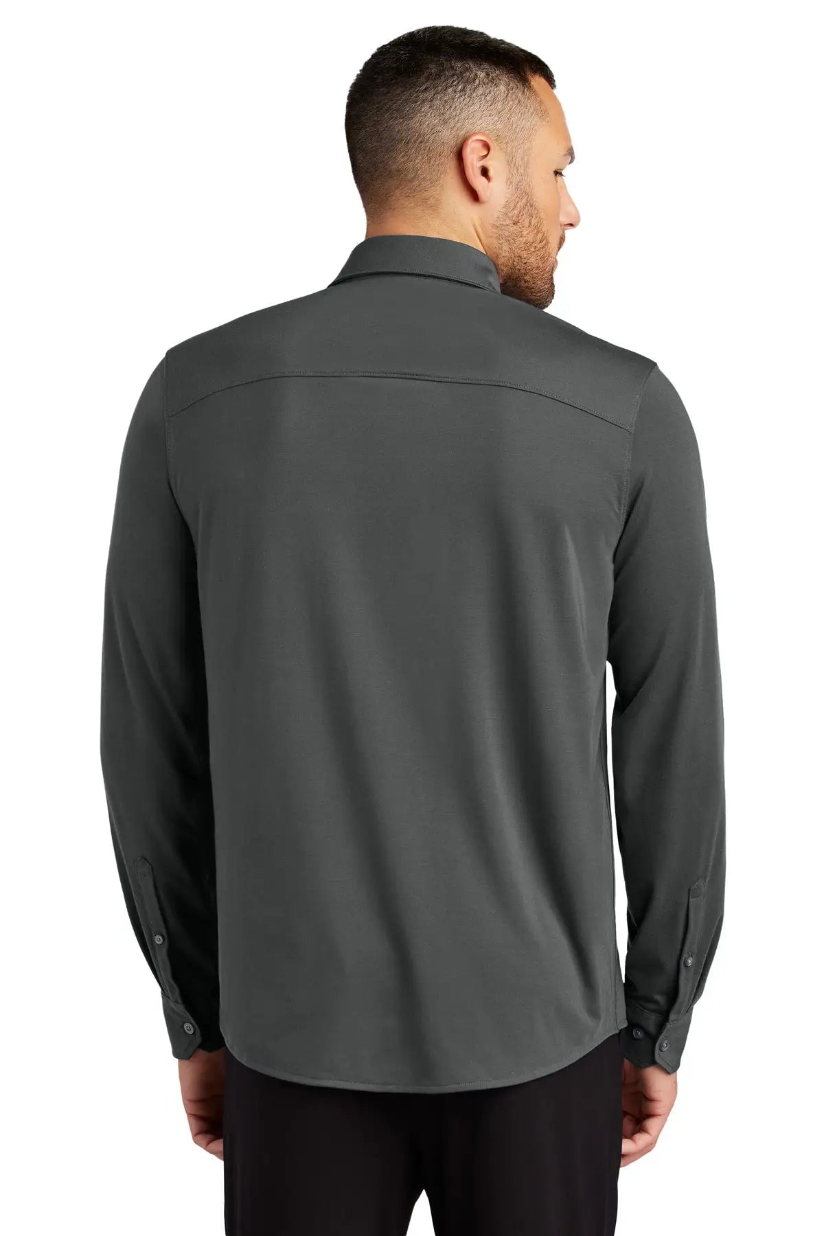 Mercer + mettle Mm1018 Stretch Jersey Long Sleeve Shirt - Anchor Gray