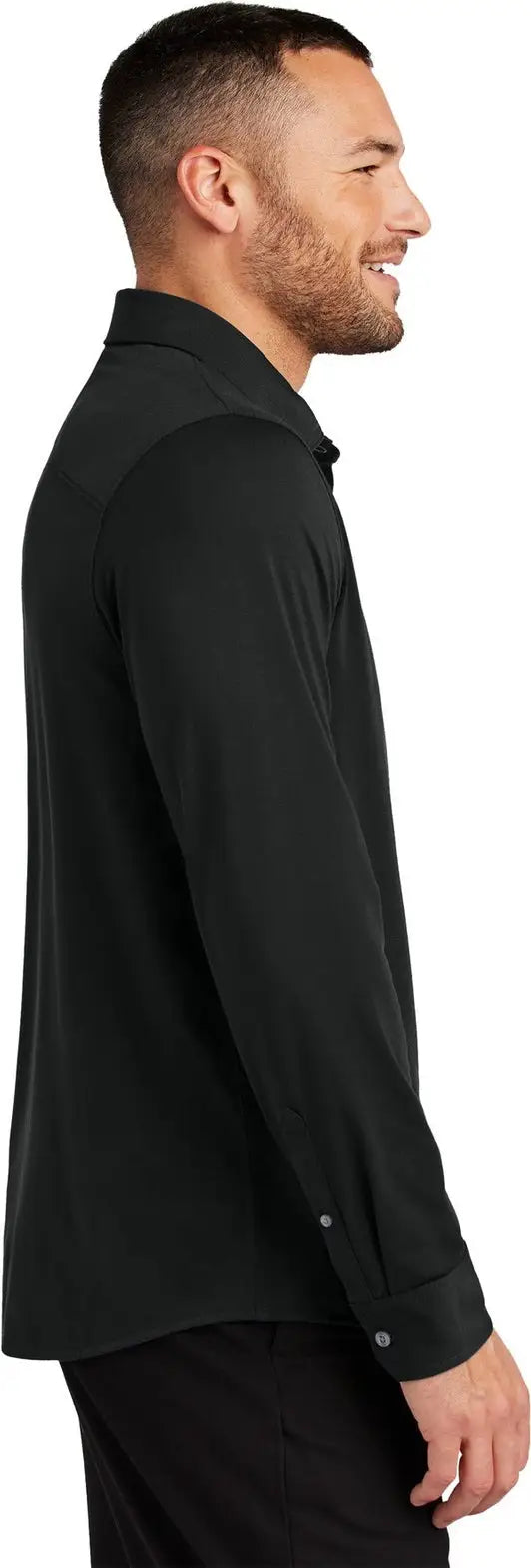 Mercer + mettle Mm1018 Stretch Jersey Long Sleeve Shirt - Deep Black