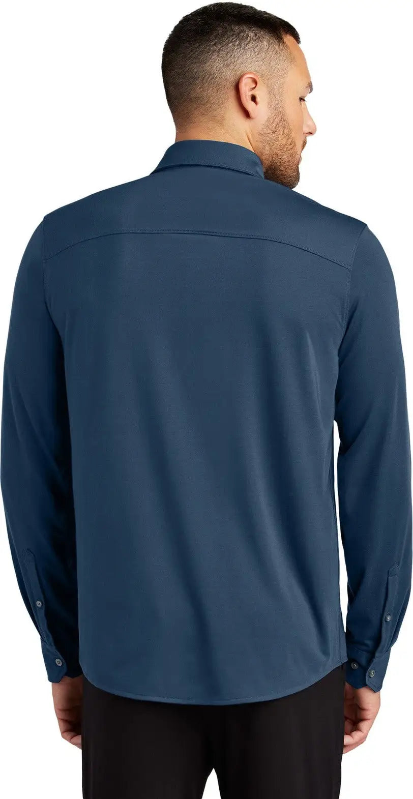 Mercer + mettle Mm1018 Stretch Jersey Long Sleeve Shirt - Insignia Blue