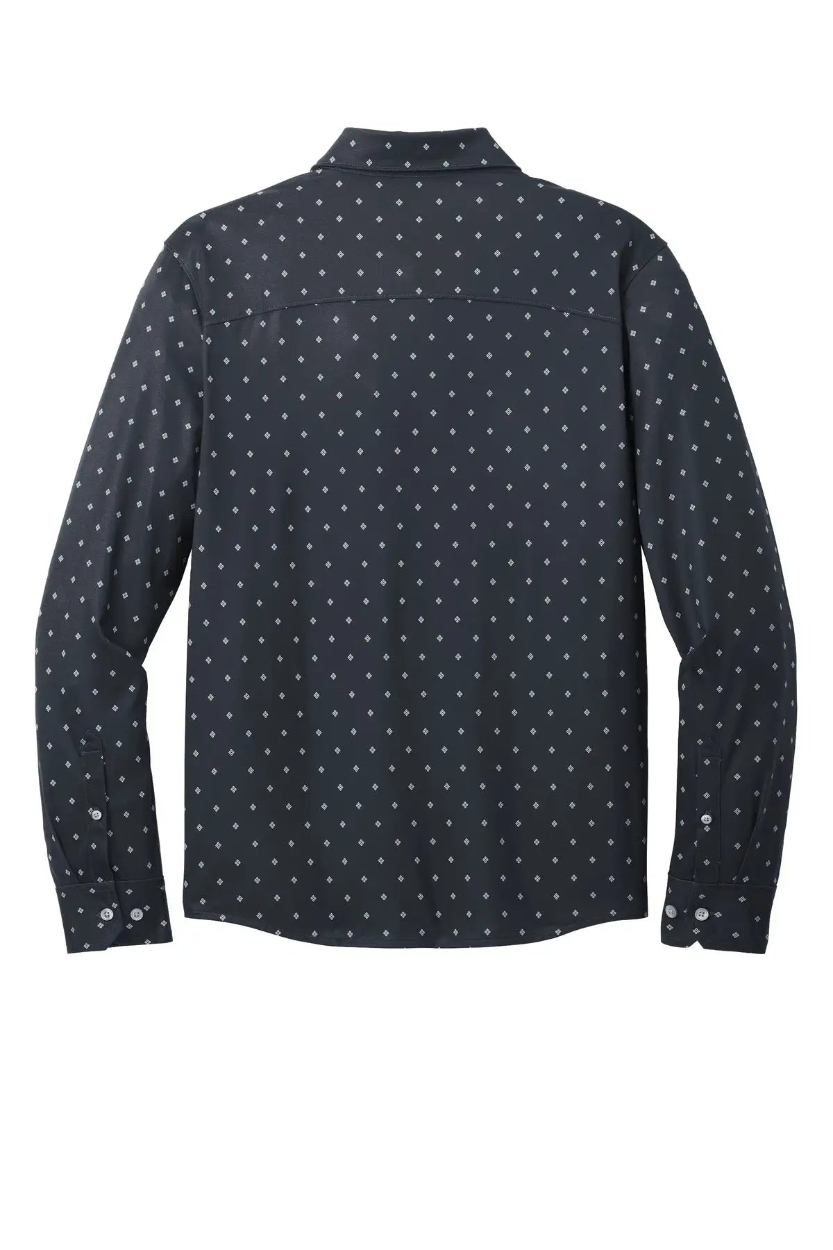 Mercer + mettle Mm1018 Stretch Jersey Long Sleeve Shirt - Navy Geo Diamond - Adult Xs