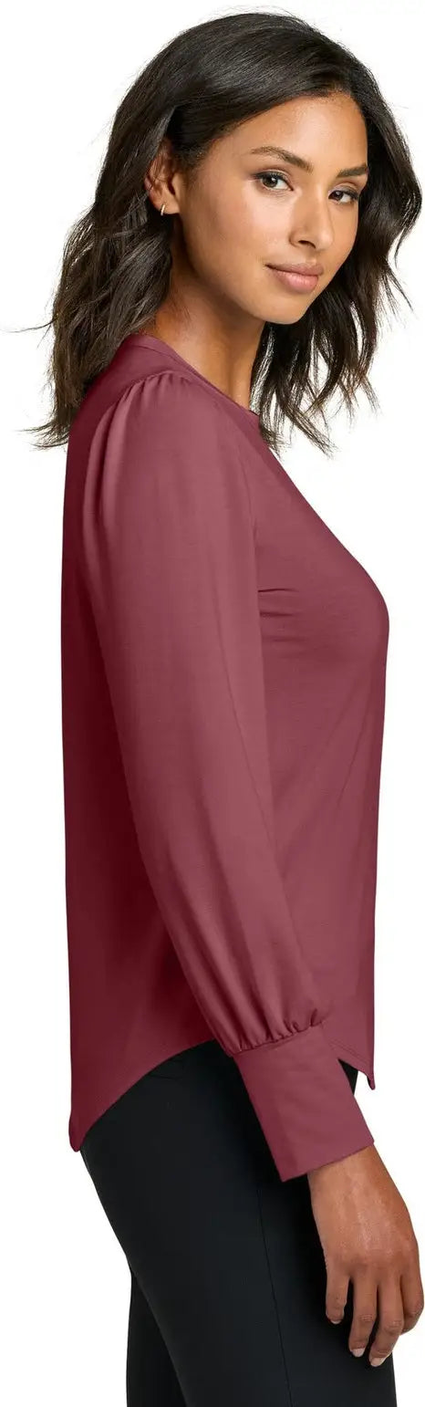 Mercer + mettle Mm1019 Women’s Stretch Jersey Long Sleeve Blouson Top - Rosewood