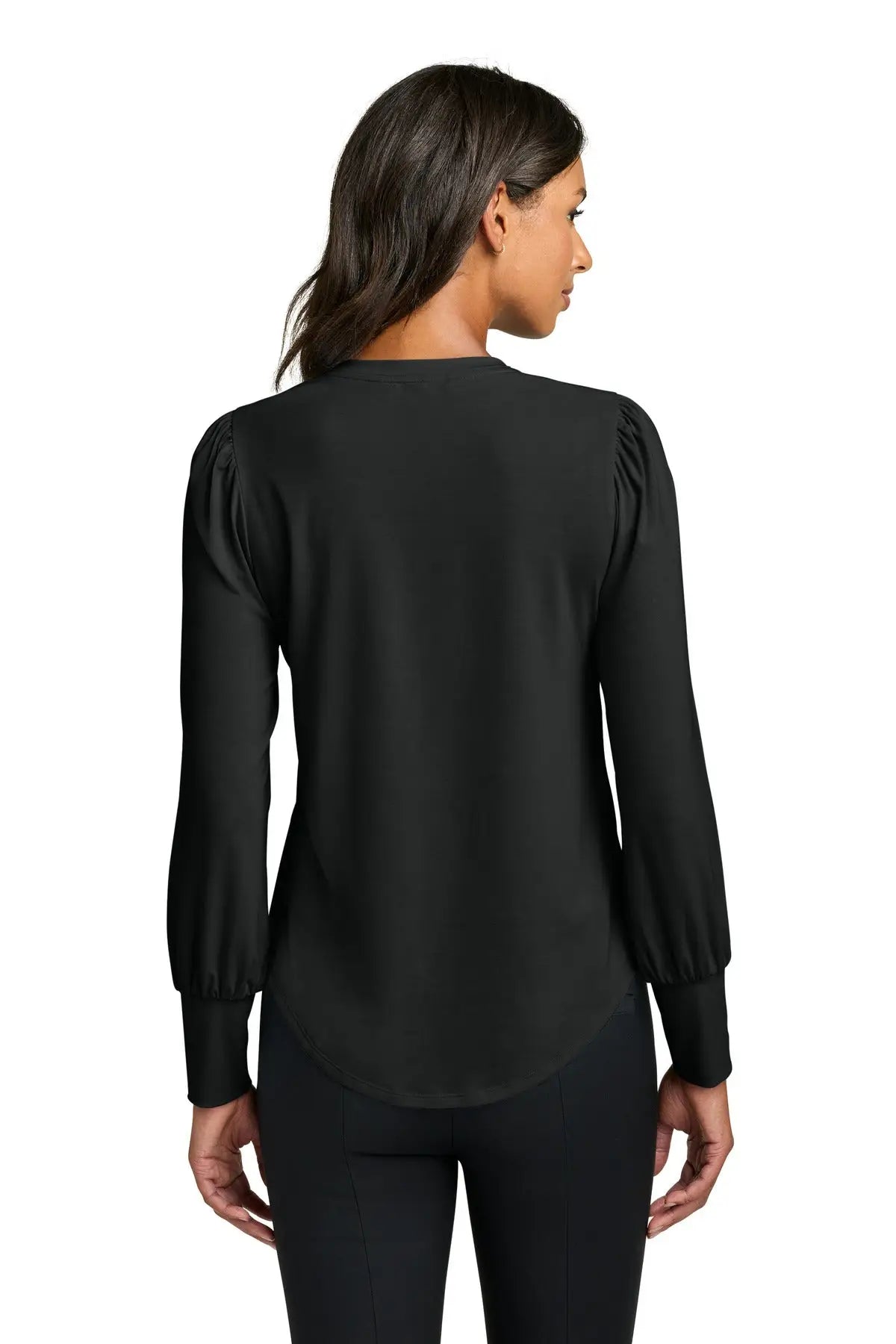 Mercer + mettle Mm1019 Women’s Stretch Jersey Long Sleeve Blouson Top - Deep Black