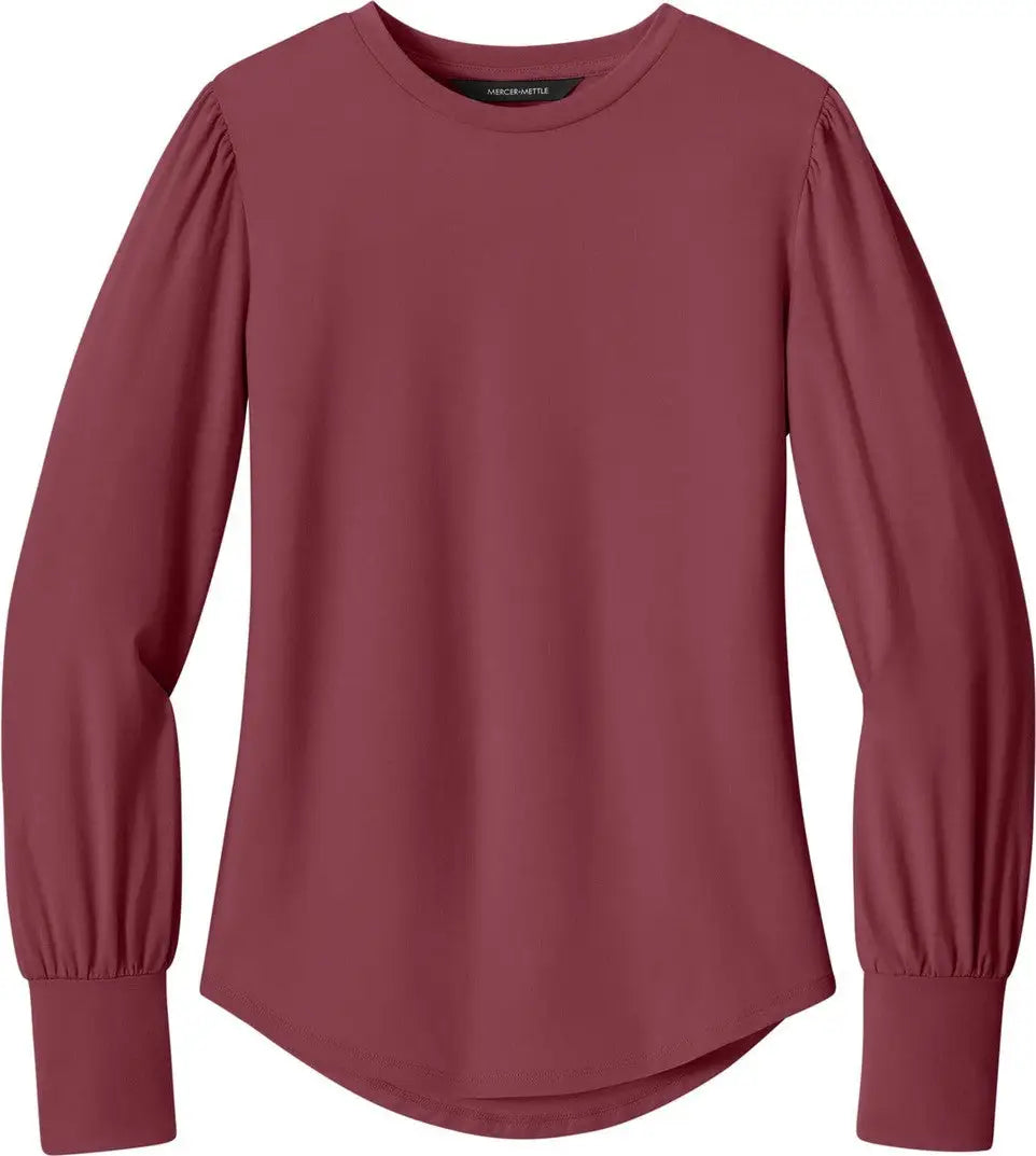 Mercer + mettle Mm1019 Women’s Stretch Jersey Long Sleeve Blouson Top - Rosewood