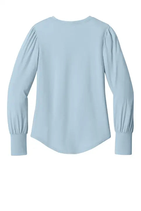 Mercer + mettle Mm1019 Women’s Stretch Jersey Long Sleeve Blouson Top - Celestial Blue