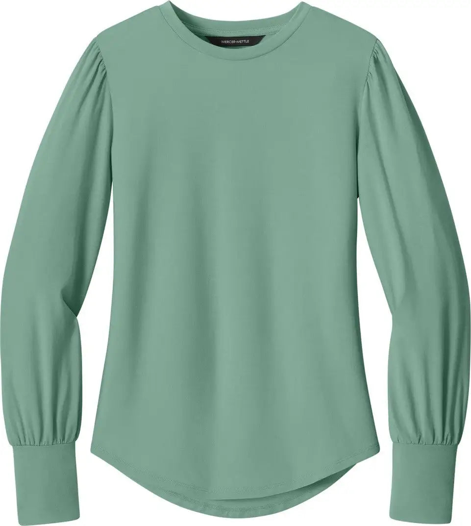 Mercer + mettle Mm1019 Women’s Stretch Jersey Long Sleeve Blouson Top - Sage