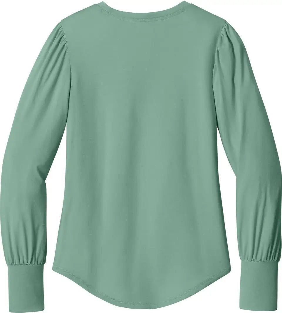 Mercer + mettle Mm1019 Women’s Stretch Jersey Long Sleeve Blouson Top - Sage - Ladies Xs