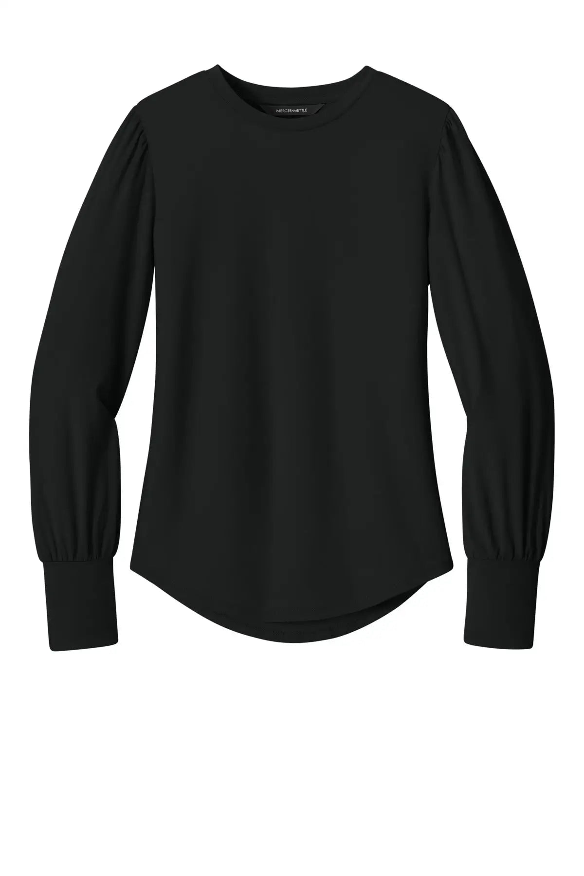 Mercer + mettle Mm1019 Women’s Stretch Jersey Long Sleeve Blouson Top - Deep Black