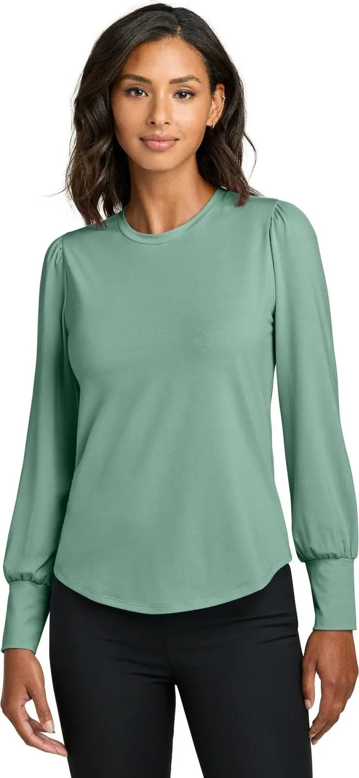 Mercer + mettle Mm1019 Women’s Stretch Jersey Long Sleeve Blouson Top - Sage - Ladies Xs