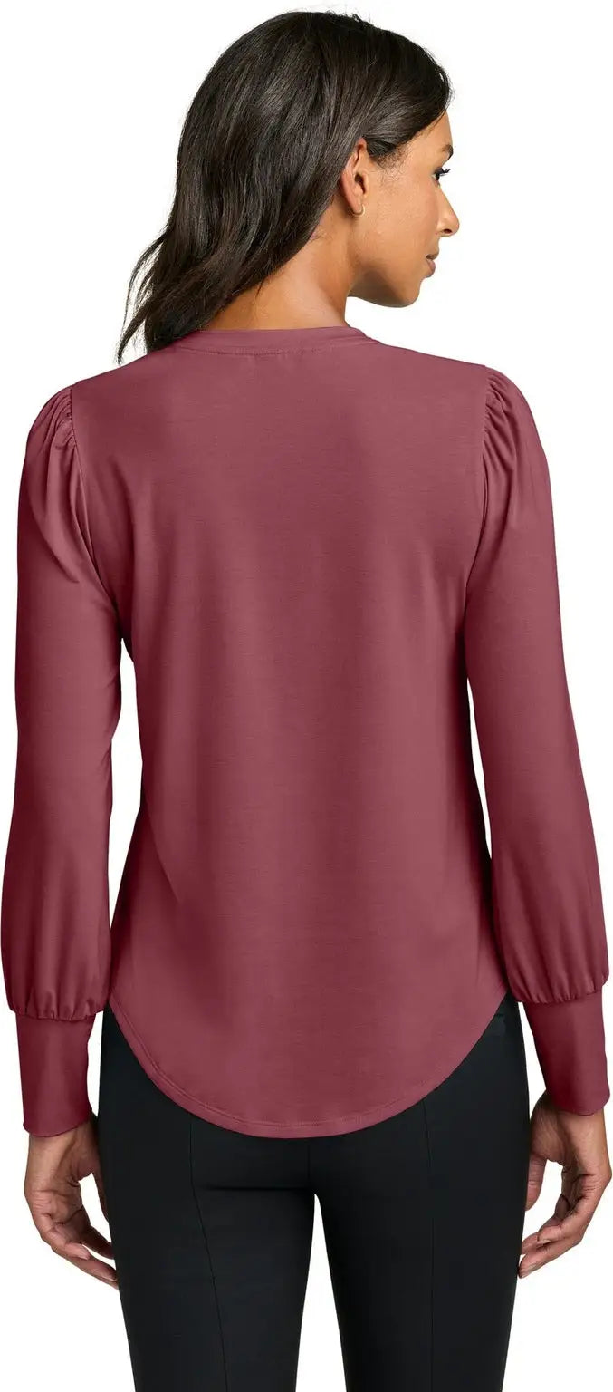 Mercer + mettle Mm1019 Women’s Stretch Jersey Long Sleeve Blouson Top - Rosewood