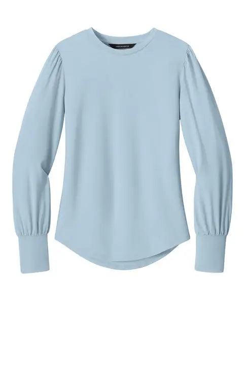 Mercer + mettle Mm1019 Women’s Stretch Jersey Long Sleeve Blouson Top - Celestial Blue