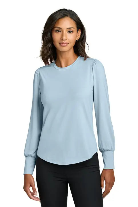 Mercer + mettle Mm1019 Women’s Stretch Jersey Long Sleeve Blouson Top - Celestial Blue