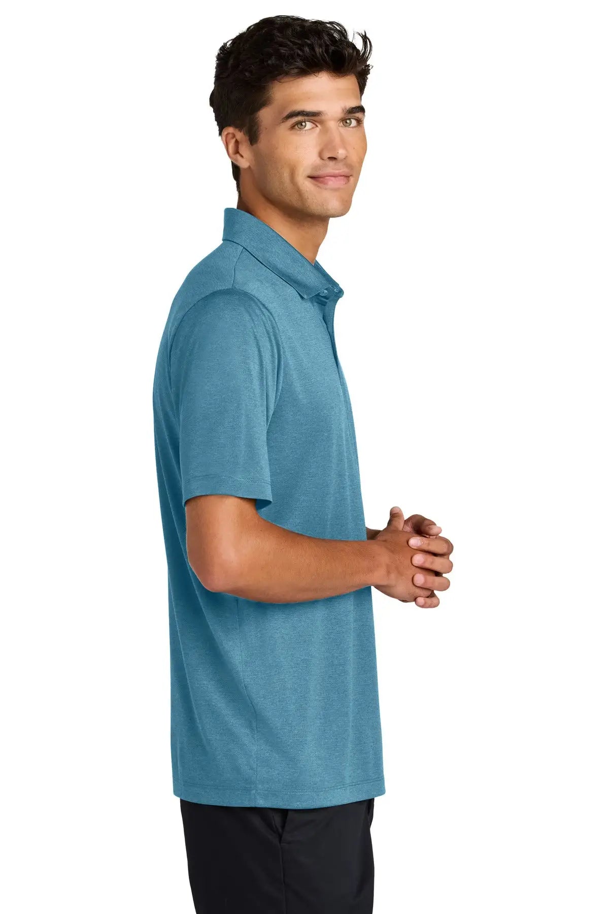 Mercer + mettle Mm1020 Recharge Jersey Polo - Harbor Blue Heather