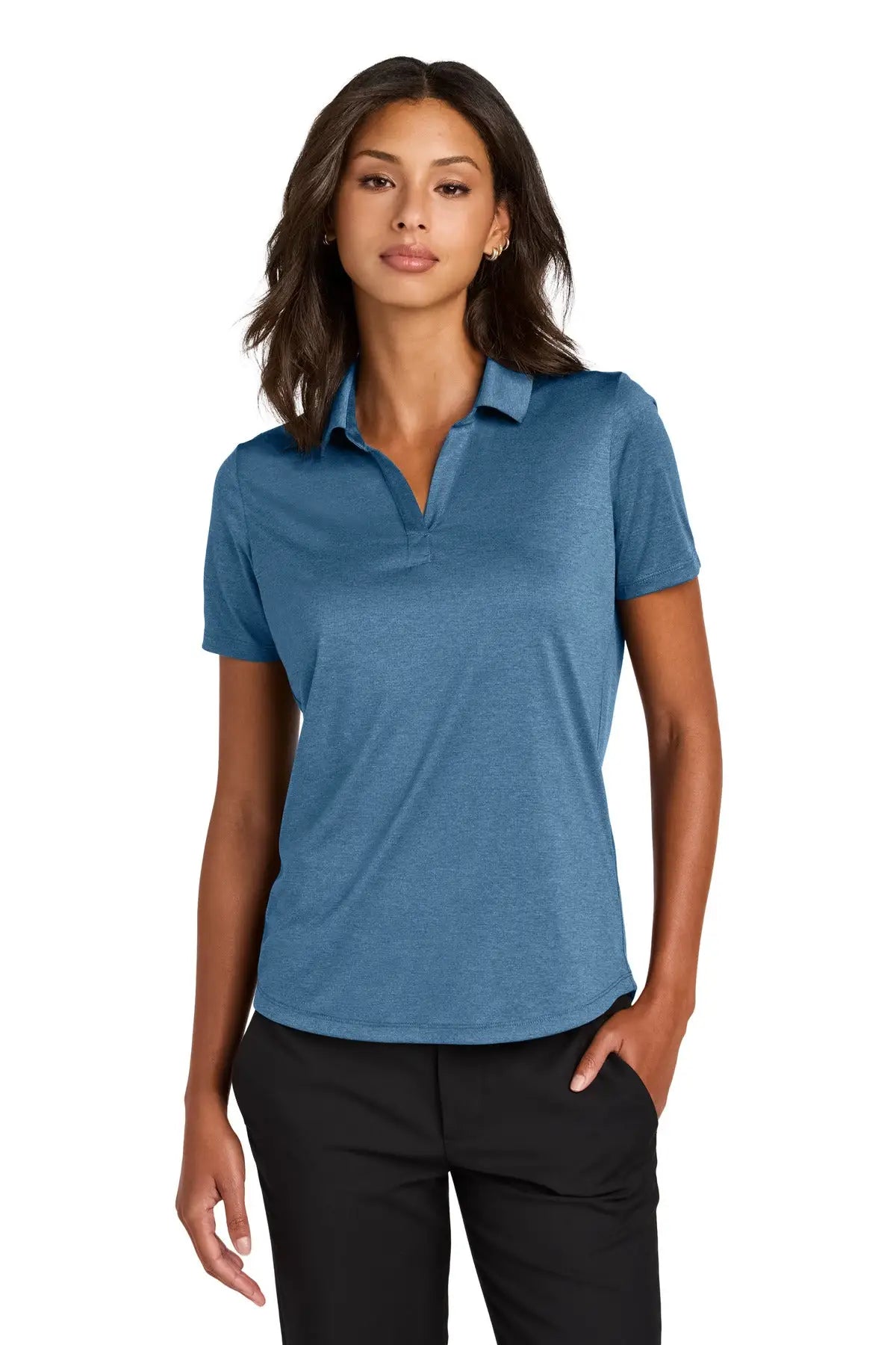 Mercer + mettle Mm1021 Women’s Recharge Jersey Polo - Harbor Blue Heather - Ladies Xs