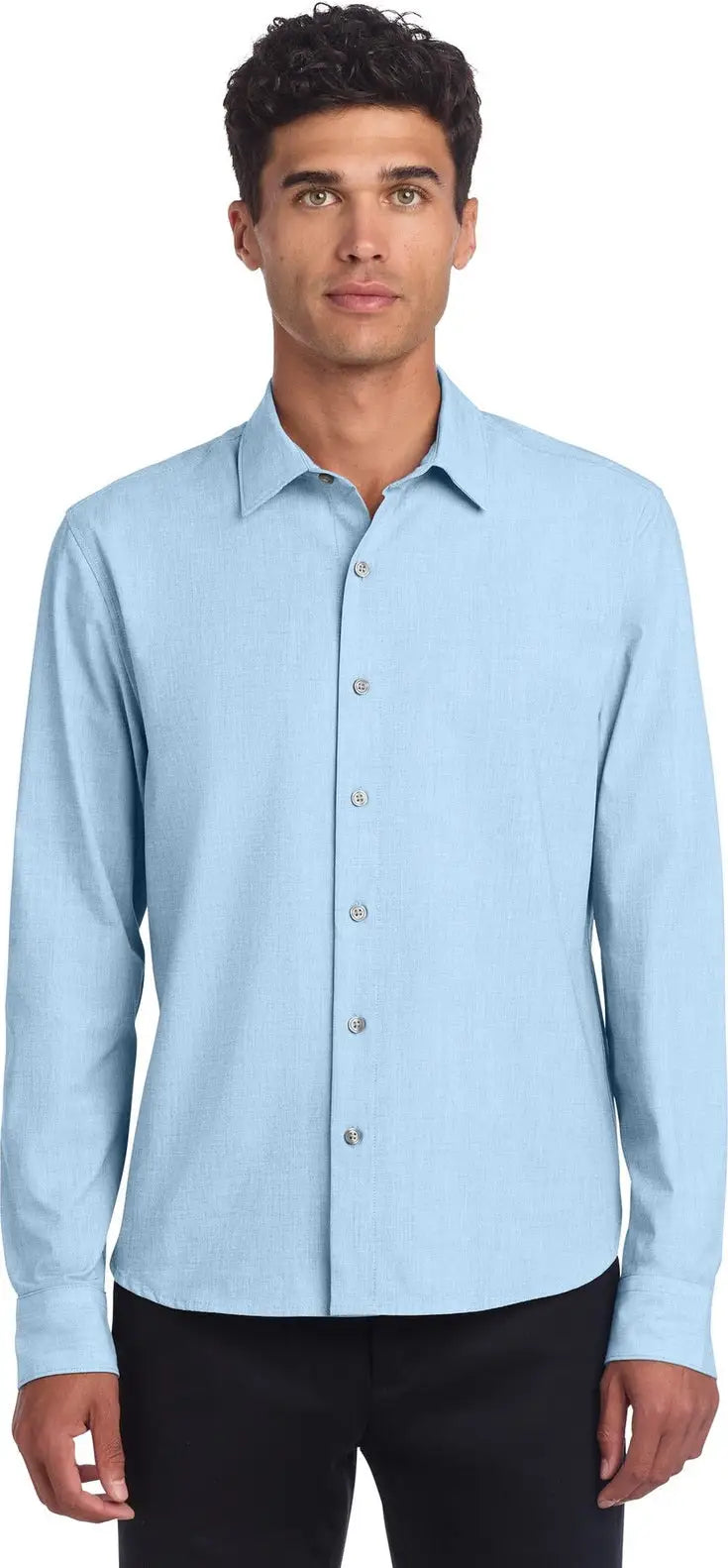Mercer + mettle Mm2000 Long Sleeve Stretch Woven Shirt - Air Blue End on - Adult Xs