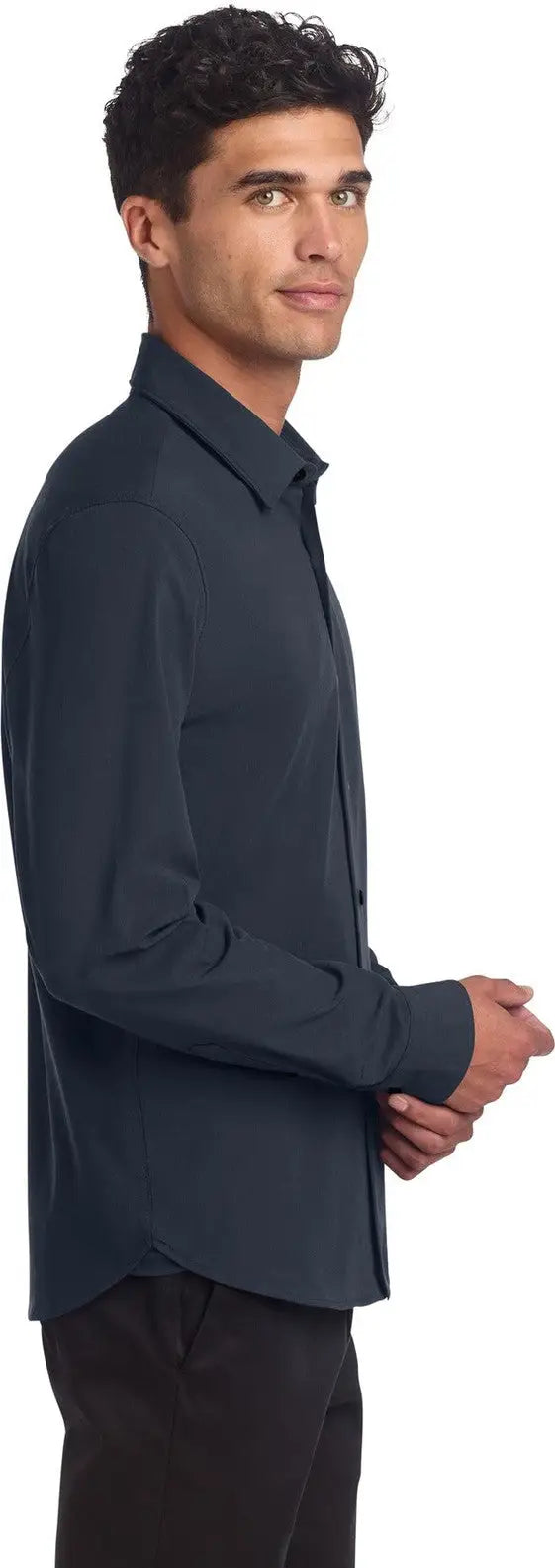 Mercer + mettle Mm2000 Long Sleeve Stretch Woven Shirt - Night Navy