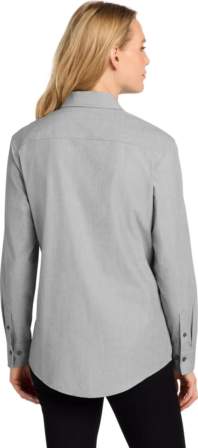 Mercer + mettle Mm2001 Women’s Long Sleeve Stretch Woven Shirt - Gusty Gray End