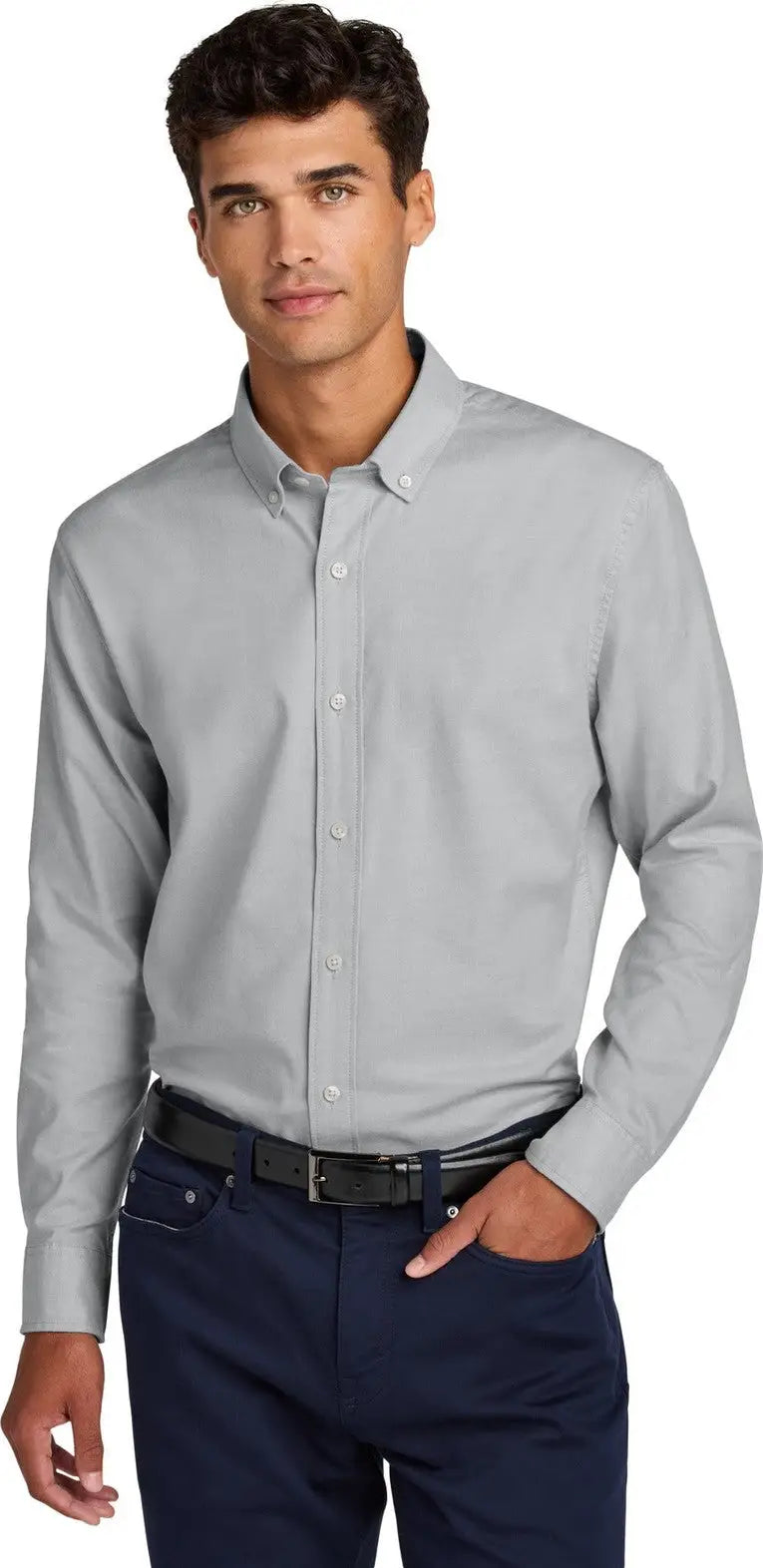 Mercer + mettle Mm2002 Long Sleeve Modern Oxford Shirt - Gusty Gray - Adult Xs