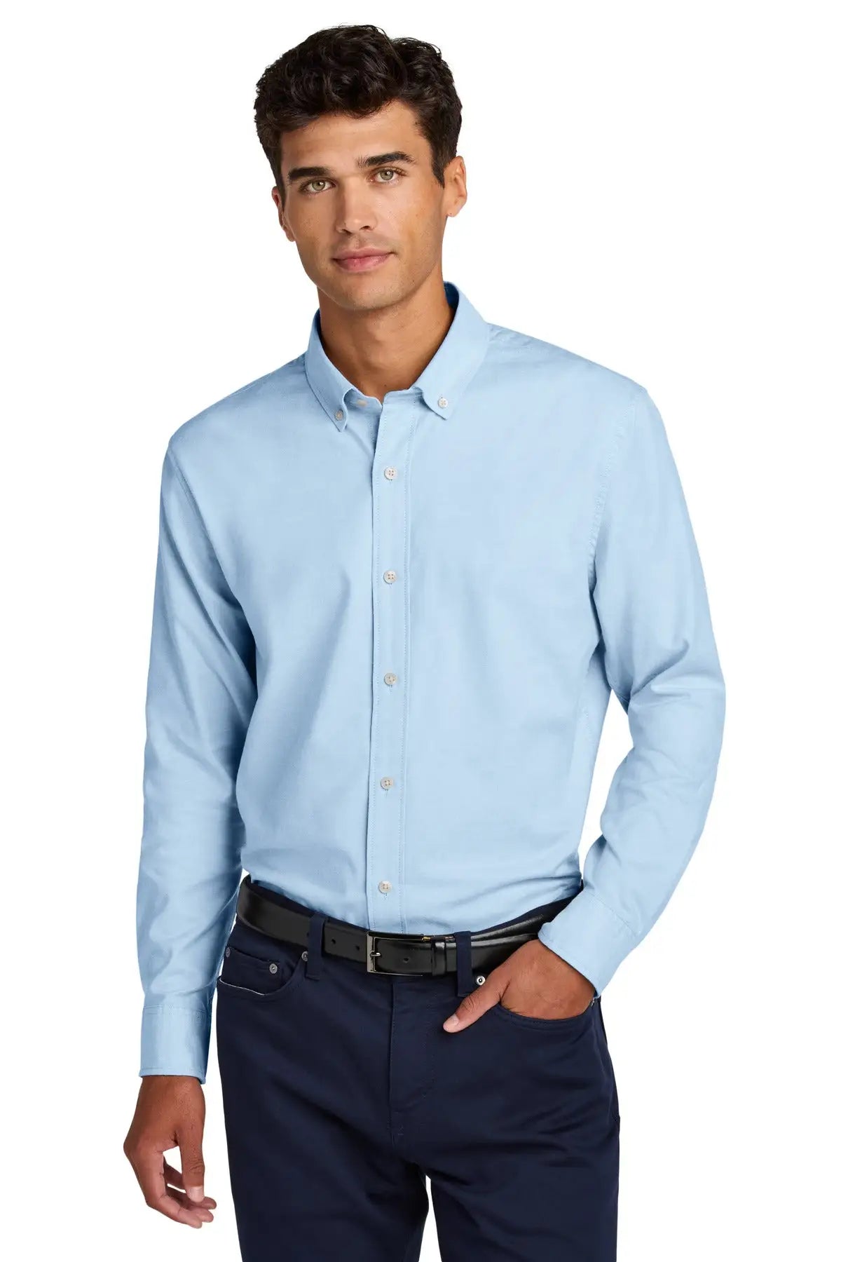 Mercer + mettle Mm2002 Long Sleeve Modern Oxford Shirt - Light Blue - Adult Xs
