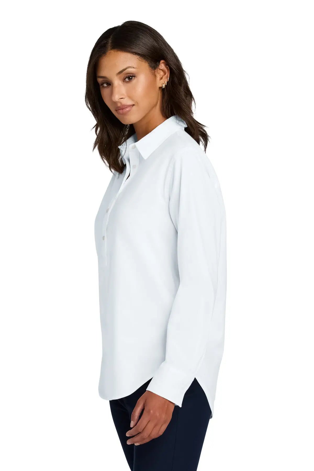 Mercer + mettle Mm2003 Women’s Long Sleeve Modern Oxford Shirt - White