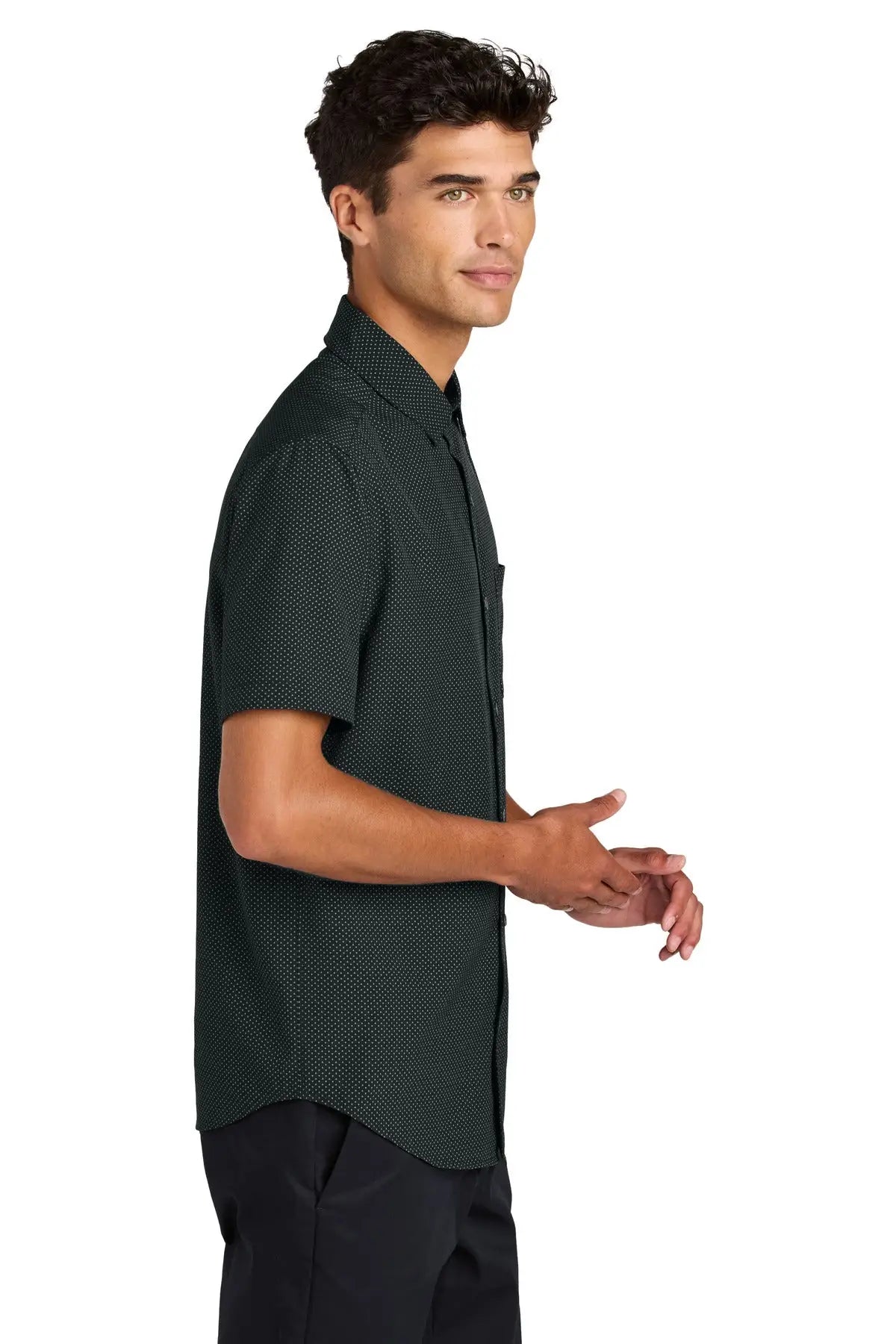 Mercer + mettle Mm2006 Short Sleeve Uv Capital Tech Shirt - Deep Black Triangle Print