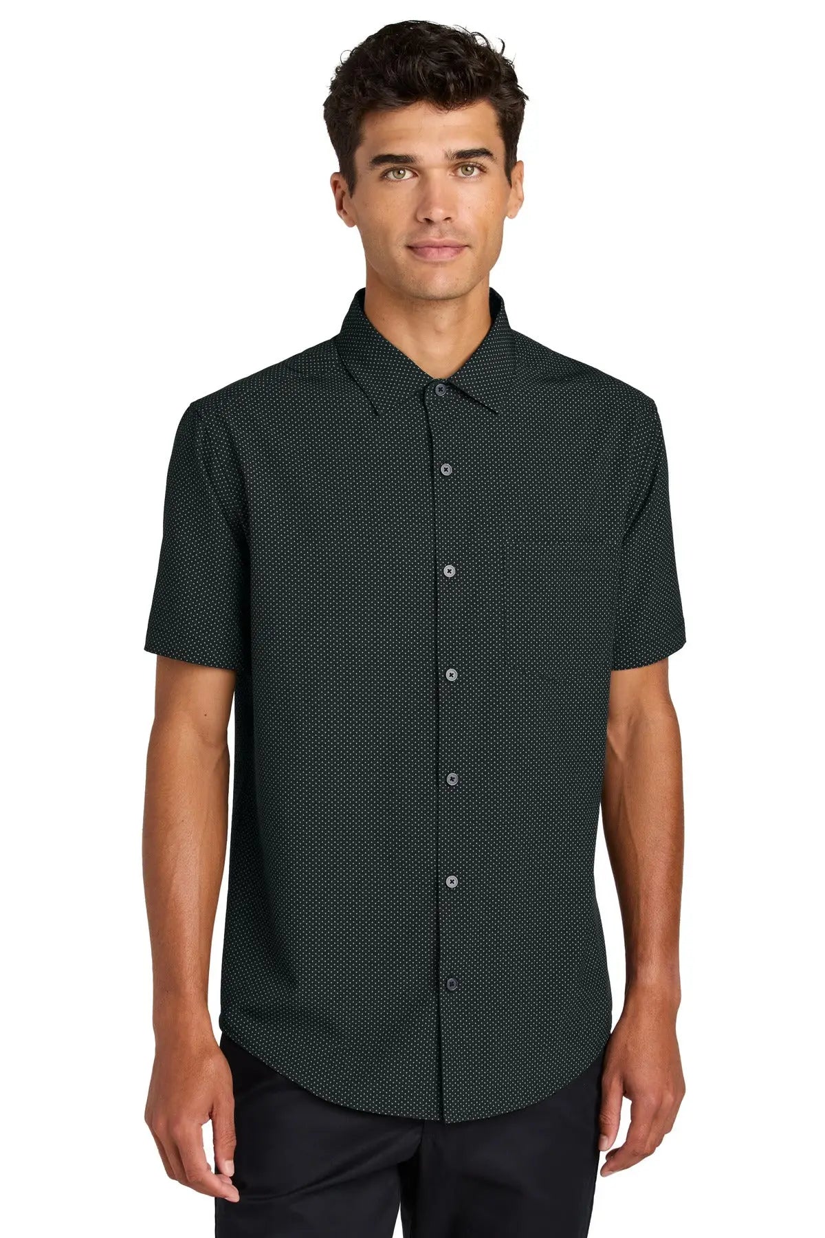 Mercer + mettle Mm2006 Short Sleeve Uv Capital Tech Shirt - Deep Black Triangle Print - Adult Xs