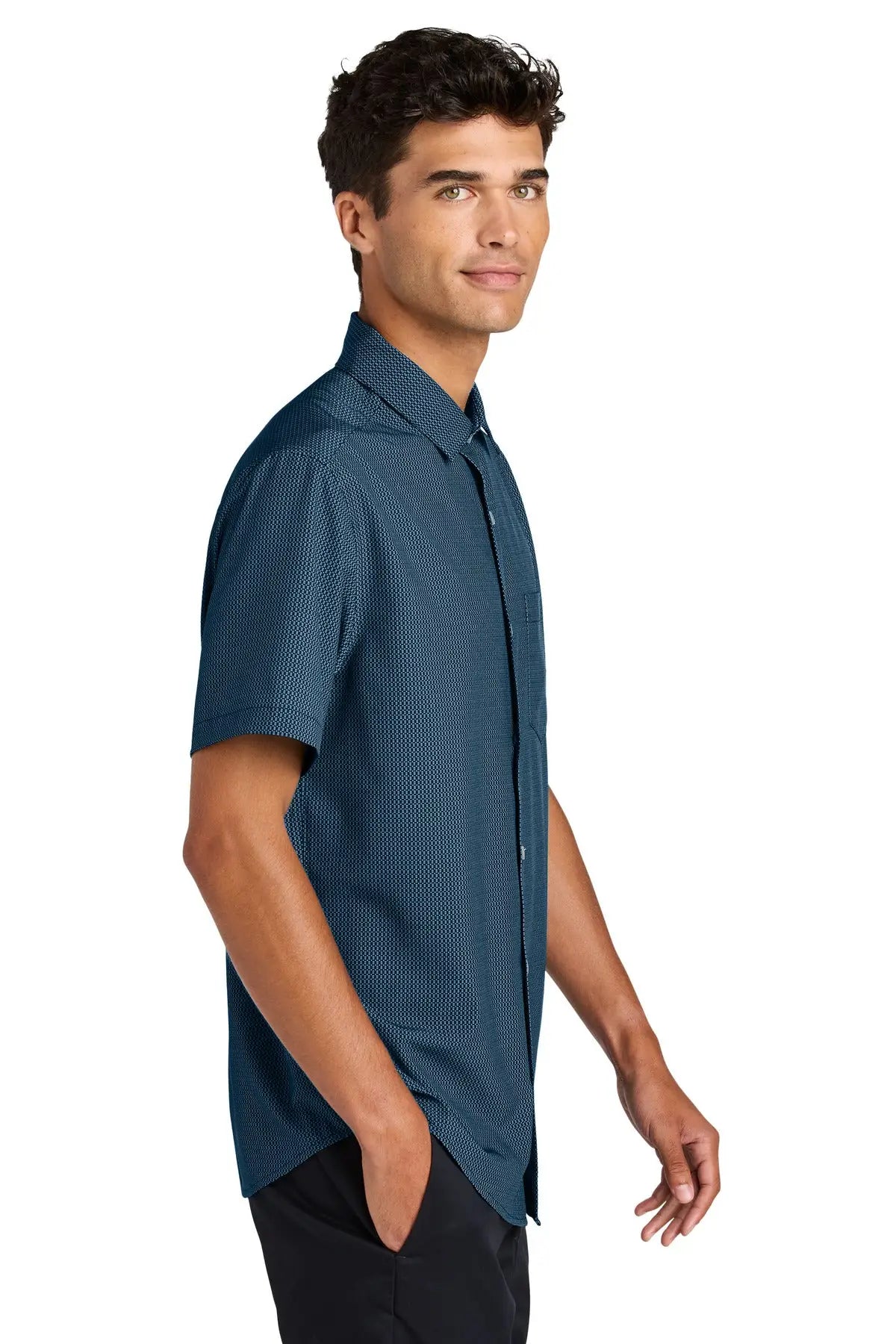Mercer + mettle Mm2006 Short Sleeve Uv Capital Tech Shirt - Night Navy Dash Print