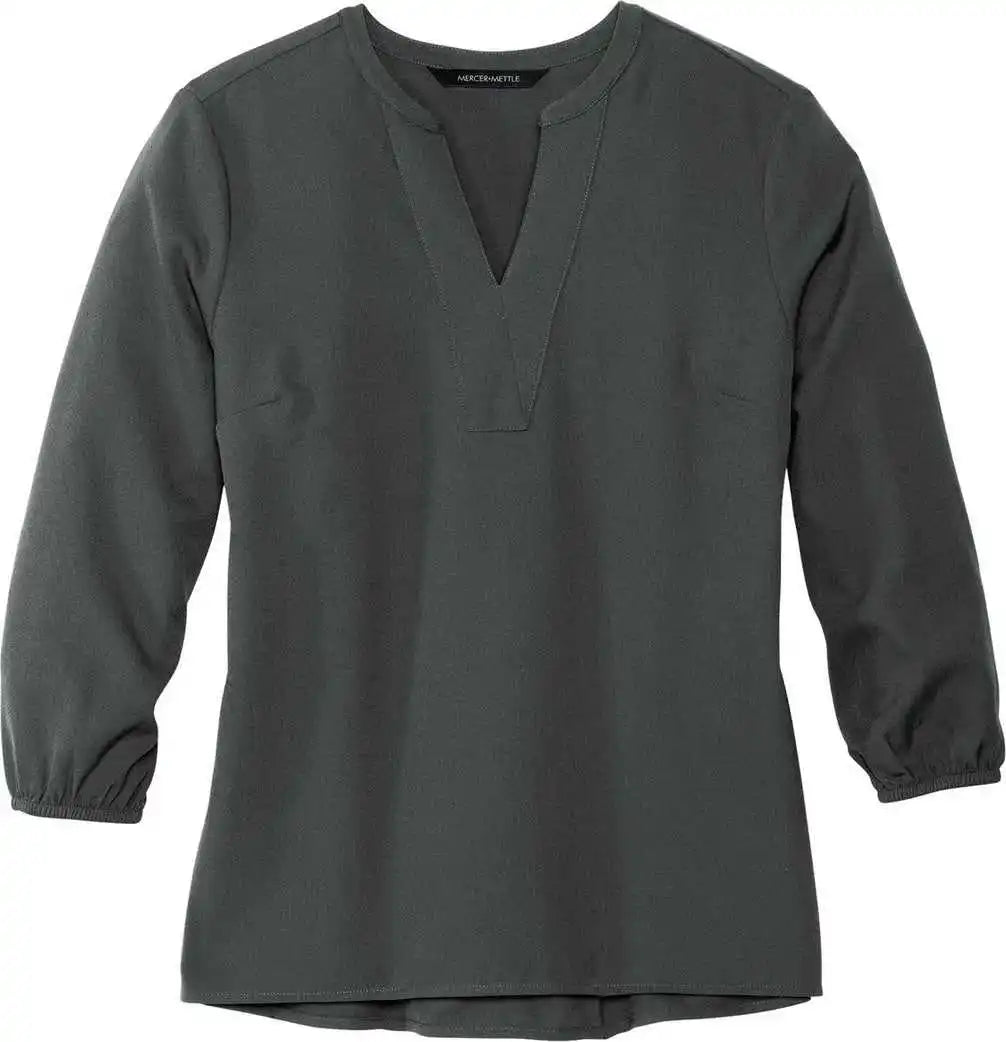 Mercer + mettle Mm2011 Women’s Stretch Crepe 3/4-sleeve Blouse - Anchor Grey