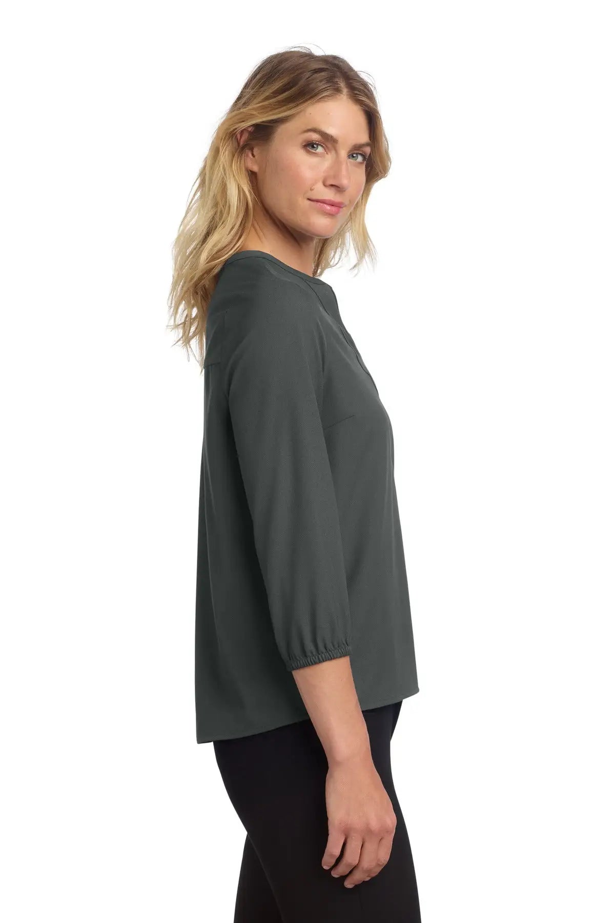 Mercer + mettle Mm2011 Women’s Stretch Crepe 3/4-sleeve Blouse - Anchor Gray