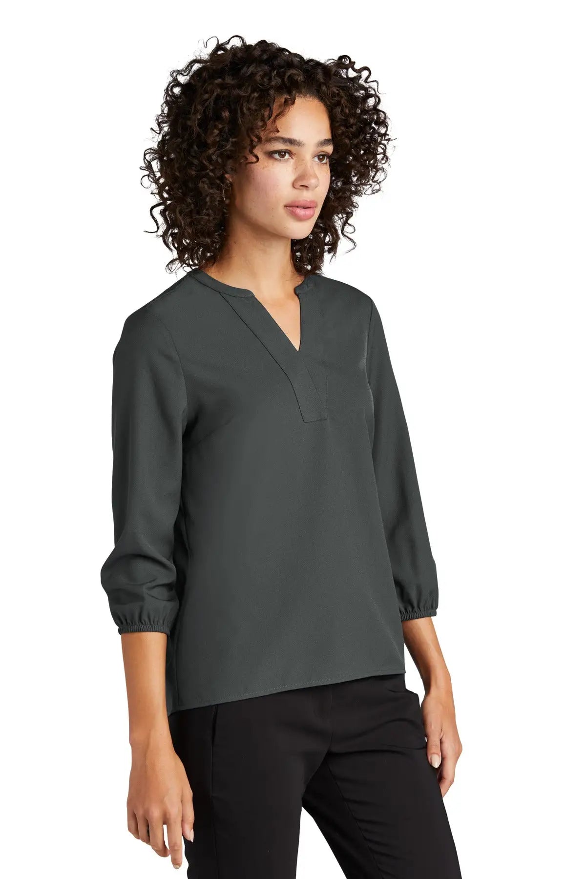 Mercer + mettle Mm2011 Women’s Stretch Crepe 3/4-sleeve Blouse - Anchor Gray