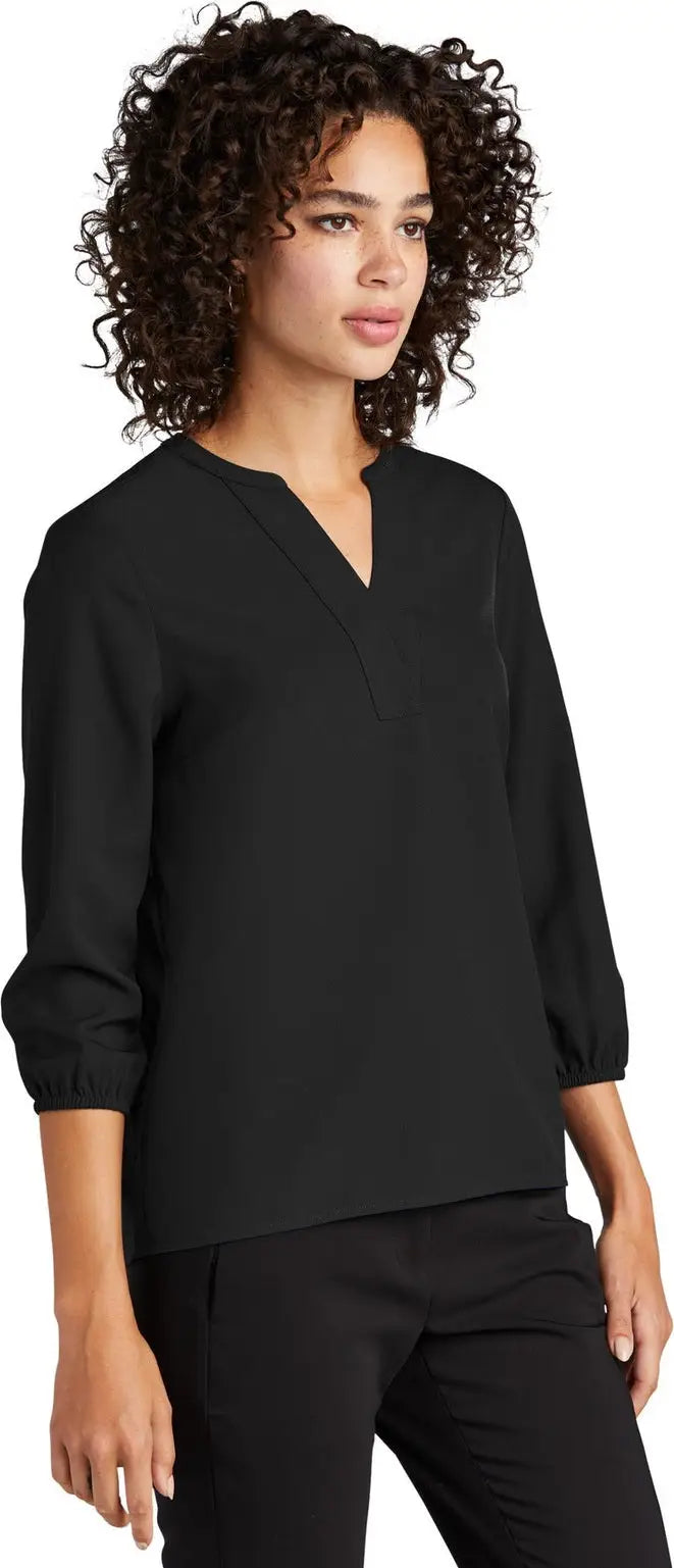 Mercer + mettle Mm2011 Women’s Stretch Crepe 3/4-sleeve Blouse - Deep Black
