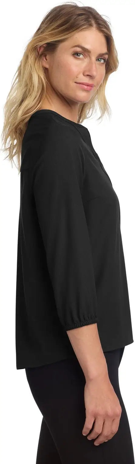Mercer + mettle Mm2011 Women’s Stretch Crepe 3/4-sleeve Blouse - Deep Black
